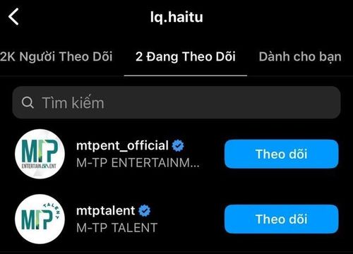 Đến hiện tại, danh sách follow của "nàng thơ" chỉ còn 2 tài khoản của công ty.