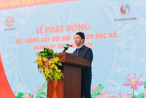 Ông Đặng Quốc Khánh, Bộ trưởng Bộ Tài nguyên và Môi trường, phát biểu tại buổi lễ.