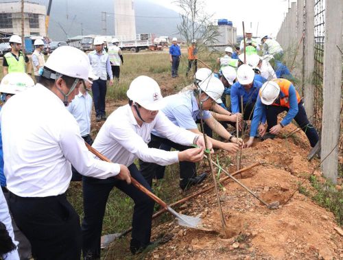 Lãnh đạo EVN tham gia trồng cây năm 2024 tại Trung tâm Điện lực Quảng Trạch