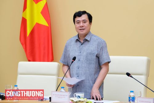 Thứ trưởng Bộ Công Thương Nguyễn Sinh Nhật Tân phát biểu tại cuộc họp