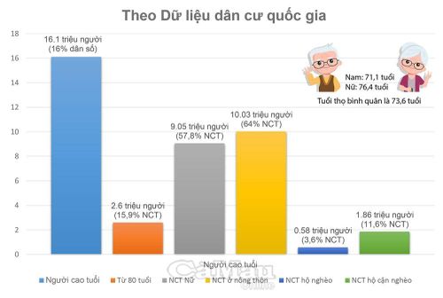 Số liệu về NCT cả nước theo dữ liệu quốc gia. Đồ họa: LÊ TUẤN