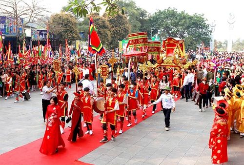 Lễ rước trong Lễ hội Tây Thiên. Ảnh: Sở Văn hóa, Thể thao &amp; Du Lịch Vĩnh Phúc.