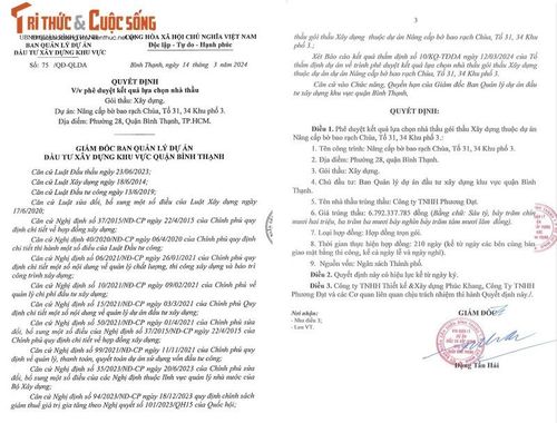  Trích Quyết định số 75/QD-QLDA (Nguồn MSC)