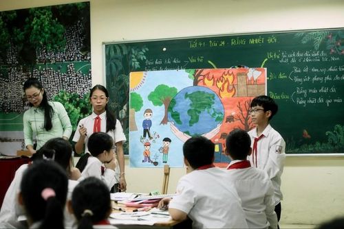 Giờ học tại Trường THCS Đống Đa (quận Đống Đa, Hà Nội).