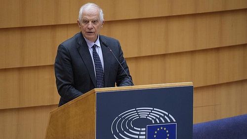 Người đứng đầu chính sách đối ngoại của EU Josep Borrell phát biểu tại Nghị viện Châu Âu tại Brussels. Ảnh RT