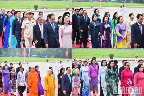 Đại biểu Quốc hội các tỉnh, thành phố vào Lăng viếng Chủ tịch Hồ Chí Minh trước lễ khai mạc Kỳ họp thứ 7, Quốc hội khóa XV.