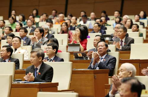 Đại biểu Quốc hội TPHCM tham dự phiên khai mạc kỳ họp. Ảnh: QUANG PHÚC