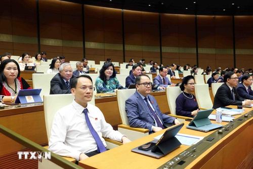  Các đại biểu tham dự phiên khai mạc Kỳ họp thứ 7, Quốc hội khóa XV. (Ảnh: TTXVN) 