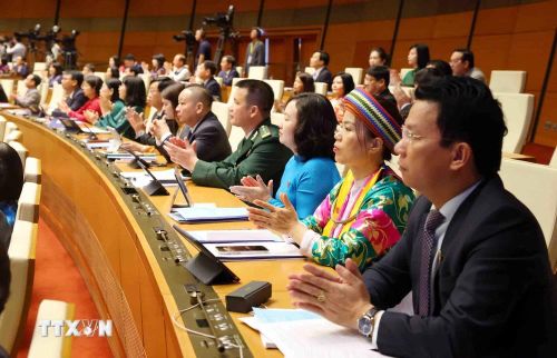  Các đại biểu tham dự phiên khai mạc Kỳ họp thứ 7, Quốc hội khóa XV. (Ảnh: TTXVN) 