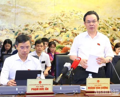 Đại biểu Hoàng Văn Cường nêu ý kiến tại cuộc họp Tổ sáng 23/5.