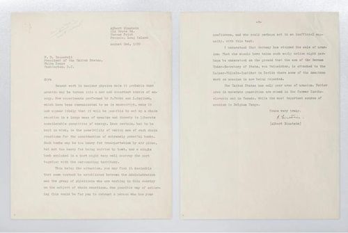 Bức thư của 2 nhà khoa học năm 1939. Ảnh: WSJ.