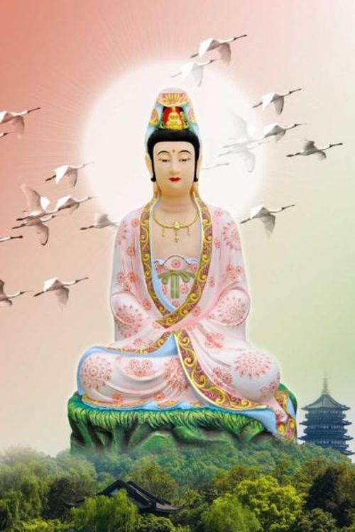 Tranh “Bạch điểu và tượng Quan âm”.