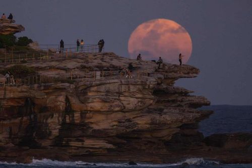 Siêu trăng xanh diễn ra vào năm ngoái, quan sát từ Sydney (Australia). (Ảnh: AAP)