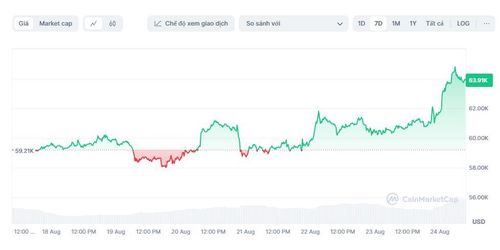  Giá Bitcoin tăng lên mức cao nhất từ đầu tháng. Ảnh: CoinMarketCap. 