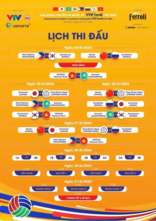 Lịch thi đấu VTV Ferroli Cup 2024. Nguồn: vtv.vn