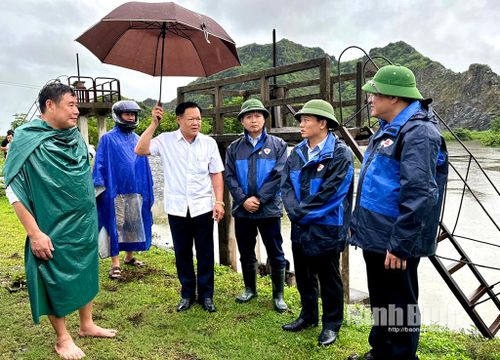 Đoàn kiểm tra việc di dời, đảm bảo an toàn cho các hộ dân thuộc Khu dân cư Vườn Ổi (thuộc xã Yên Lâm).