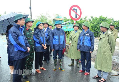 Đoàn kiểm tra tình ngập úng tại thôn Chi Phong, xã Trường Yên (Hoa Lư).
