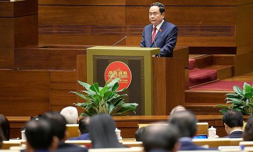 Chủ tịch Quốc hội Trần Thanh Mẫn phát biểu khai mạc Kỳ họp thứ 8, Quốc hội khóa XV. (Ảnh: Quốc hội)