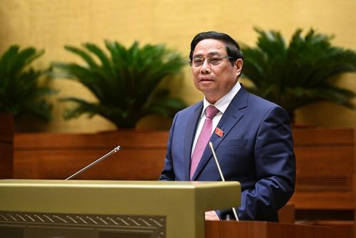 Thủ tướng Chính phủ Phạm Minh Chính phát biểu tại Phiên khai mạc Kỳ họp lần thứ 8, Quốc hội khóa XV. (Ảnh: Quốc hội)