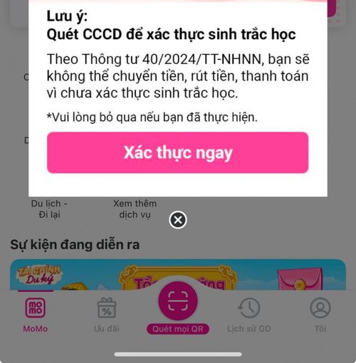 Các ngân hàng, ví điện tử liên tục ra thông báo yêu cầu cập nhật sinh trắc học.