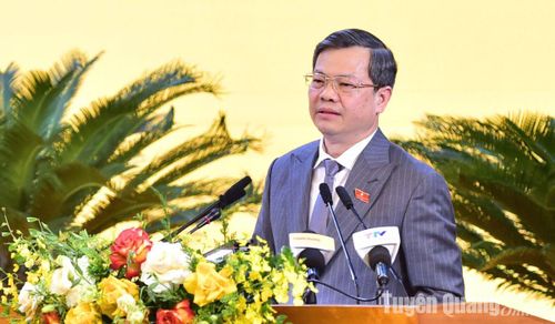 Chủ tịch UBND tỉnh Nguyễn Văn Sơn phát biểu tại kỳ họp.
