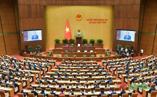 Quang cảnh phiên khai mạc Kỳ họp thứ tám, Quốc hội khóa XV. Ảnh: TRỌNG HẢI