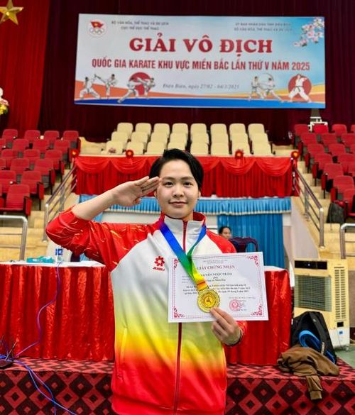 Nguyễn Ngọc Trâm đoạt Huy chương Vàng Kata đơn nữ tại Giải vô địch quốc gia Karate miền Bắc lần thứ V-2025.