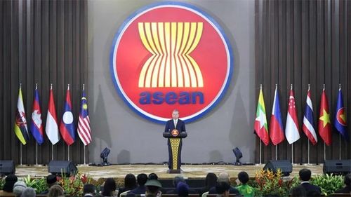 Tổng Bí thư Tô Lâm phát biểu chính sách tại lễ kỷ niệm 30 năm Việt Nam gia nhập ASEAN. (Ảnh THỐNG NHẤT/TTXVN)