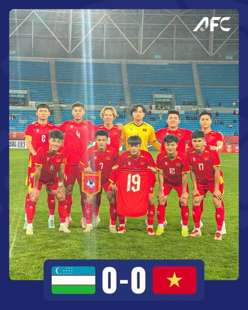 Có được 2 điểm sau 2 trận đấu với những đối thủ mạnh như U22 Hàn Quốc hay U22 Uzbekistan có thể được xem là một thành công với U22 Việt Nam. Ảnh: AFC