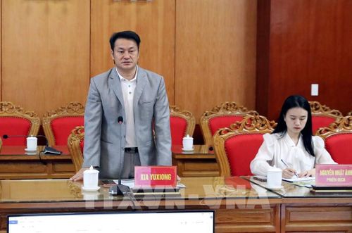 Chủ tịch Tập đoàn Songshan Lake Hạ Vũ Hùng phát biểu tại buổi làm việc với lãnh đạo tỉnh Lạng Sơn. Ảnh: Văn Đạt - TTXVN