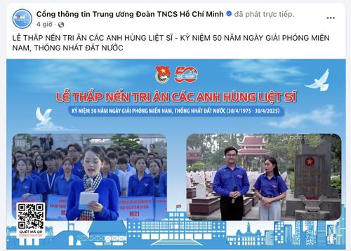 Buổi lễ phát sóng trực tiếp trên các nền tảng số của Đoàn TNCS Hồ Chí Minh