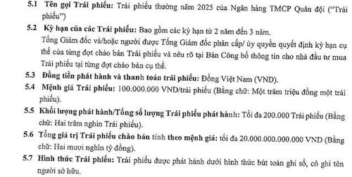 Thông tin trái phiếu MB dự kiến phát hành.