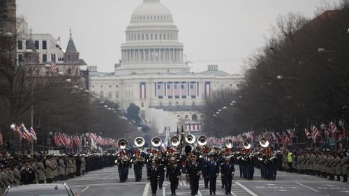 Quân nhạc Bộ binh Mỹ tham gia duyệt binh trong lễ nhậm chức của Tổng thống Mỹ Donald Trump (Ảnh: Reuters).