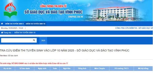 Tra cứu điểm thi vào lớp 10 Vĩnh Phúc năm 2025