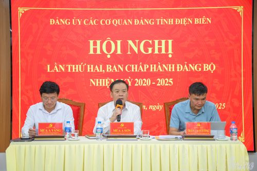 Các đồng chí Thường trực Đảng ủy các cơ quan Đảng tỉnh chủ trì hội nghị.