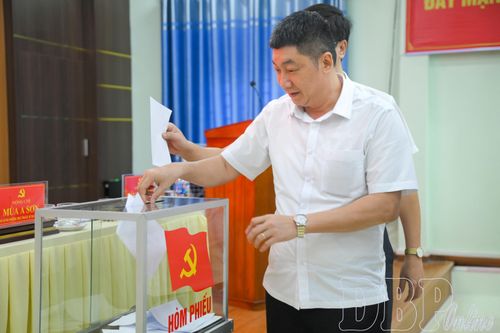 Các đại biểu bỏ phiếu thông qua nội dung tại hội nghị.
