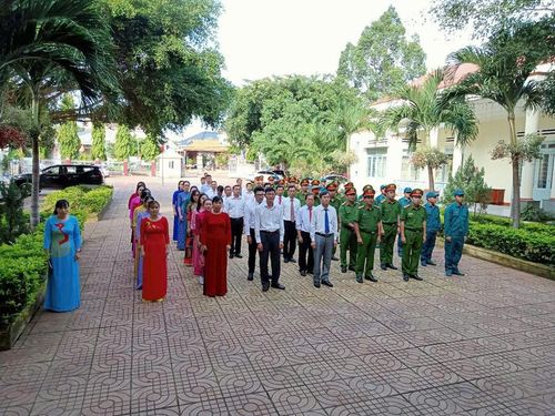  Công an xã Đắk Wil hưởng ứng phong trào thi đua. (Ảnh: NY) 