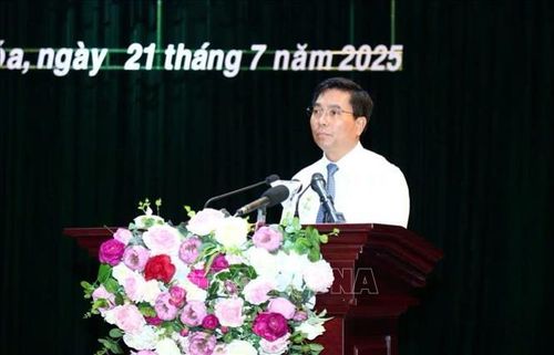 Bí thư Tỉnh ủy Thanh Hóa Nguyễn Doãn Anh phát biểu tại kỳ họp. Ảnh: Hoa Mai/TTXVN