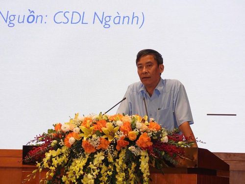  Ông Vũ Minh Đức, Cục trưởng Cục Nhà giáo và Cán bộ quản lý giáo dục báo cáo tại Hội nghị Giám đốc Sở GD&amp;ĐT năm 2025. Ảnh: Minh Cương. 