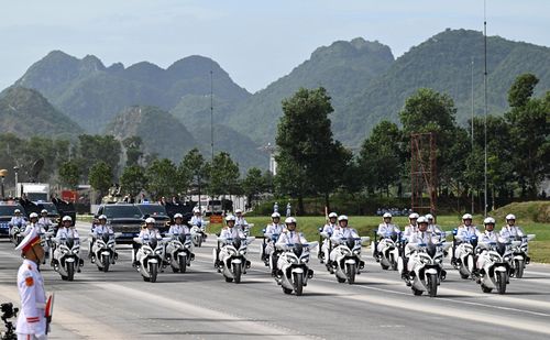 Đội mô tô phân khối lớn tham gia dẫn các đoàn khách quốc tế tới Việt Nam, đảm bảo an ninh, an toàn cho đoàn xe các nguyên thủ quốc gia. Ảnh: ĐỖ TRUNG