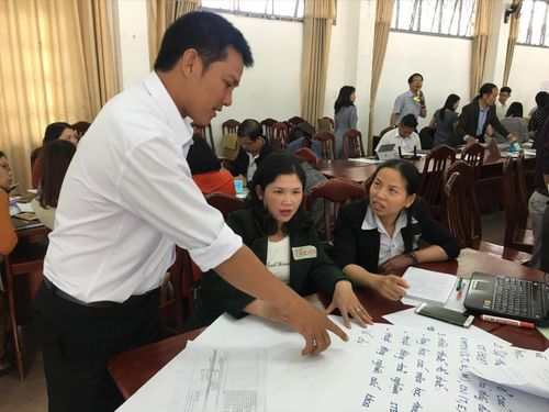 Giáo viên tập huấn chương trình giáo dục phổ thông 2018. Ảnh: NGHIÊM HUÊ