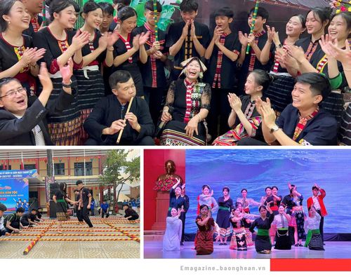 Giáo viên, học sinh Trường PTTH Dân tộc nội trú Nghệ An nỗ lực giữ gìn và phát huy giá trị những nét đẹp văn hóa truyền thống của đồng bào các dân tộc thiểu số. Ảnh: Thanh Quỳnh - Đình Huy