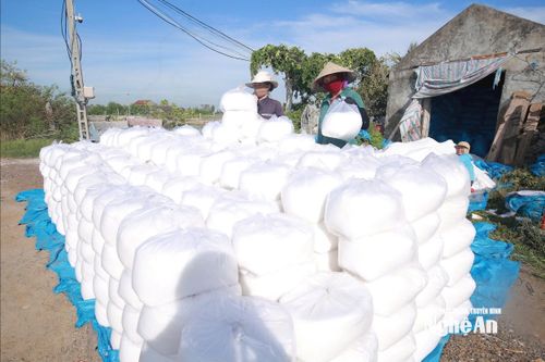 Muối hầm được chọn từ những kho muối trắng, khô, sạch. Ảnh: Thanh Phúc