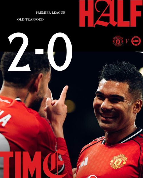 45 phút đầu khép lại với tỷ số 2-0 nghiêng về MU - Ảnh: MUFC