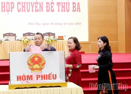 Các đại biểu bỏ phiếu bầu chức danh Chủ tịch HĐND tỉnh khóa XIX, nhiệm kỳ 2021-2026