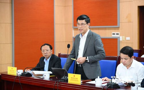 Đồng chí Bùi Duy Sơn - Chánh Văn phòng Đoàn ĐBQH và HĐND tỉnh phát biểu tại phiên họp. Ảnh: Thành Cường