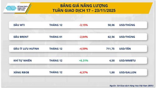 4/5 mặt hàng trong nhóm năng lượng giảm giá. Nguồn: MXV