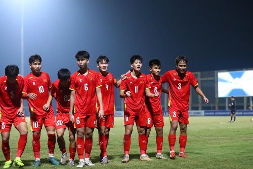 U17 Việt Nam vào vòng chung kết U17 châu Á 2026 với tư cách nhất bảng C sau 5 chiến thắng tuyệt đối. Ảnh: Hoàng Linh