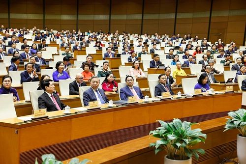 Tổng Bí thư Tô Lâm cùng các đồng chí lãnh đạo, nguyên lãnh đạo Đảng, Nhà nước và đại biểu dự bế mạc kỳ họp. Ảnh: Doãn Tấn - TTXVN