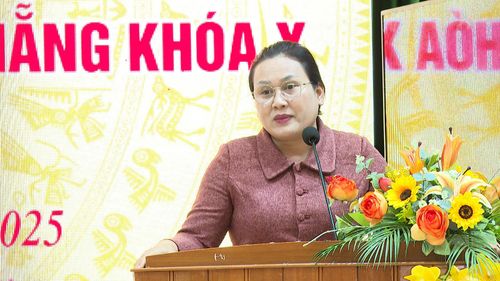 Tổ trưởng Tổ đại biểu số 11, HĐND thành phố Nguyễn Thị Tuyết Thanh phát biểu tại buổi tiếp xúc cử tri. Ảnh: QUỐC THÀNH